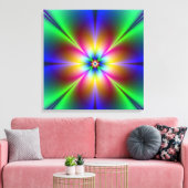 Neon Abstrakt Daisy Wrapped Canvas Print Leinwanddruck (Insitu (Wohnzimmer))