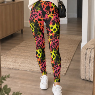 Neon-Abstrakt-Leopardenmuster Leggings