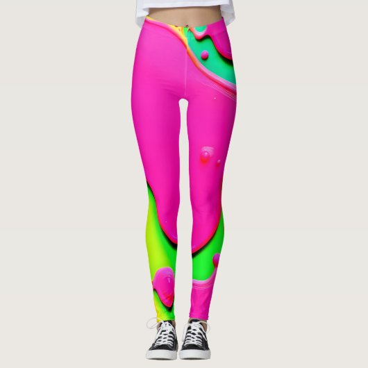 Neon Abstrakt Liquid Dreams Leggings (Vorderseite)