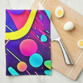 Neon Abstrakt Shape Art Geschirrtuch (Viertel Falte)