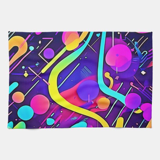 Neon Abstrakt Shape Art Geschirrtuch (Horizontal)