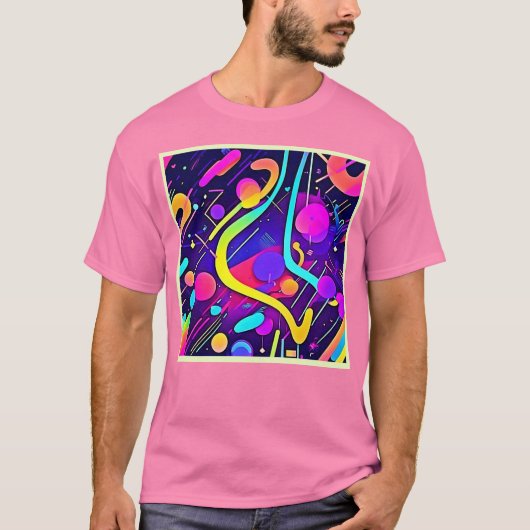 Neon Abstrakt Shape Art T-Shirt (Vorderseite)