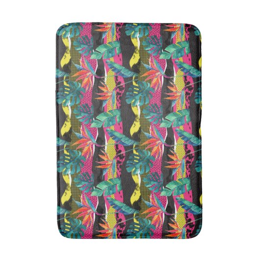 Neon Abstrakt Tropical Texture Pattern Badematte (Vorderseite Vertikal)