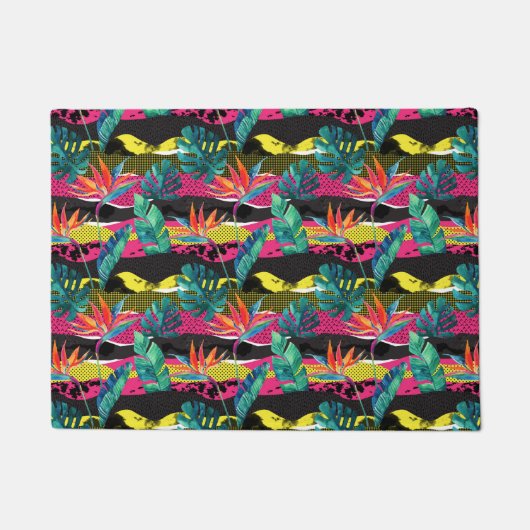 Neon Abstrakt Tropical Texture Pattern Fußmatte (Vorderseite)