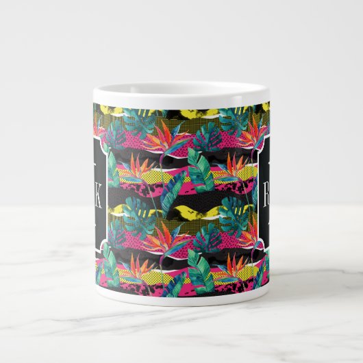 Neon Abstrakt Tropical Texture Pattern Jumbo-Tasse (Vorderseite)