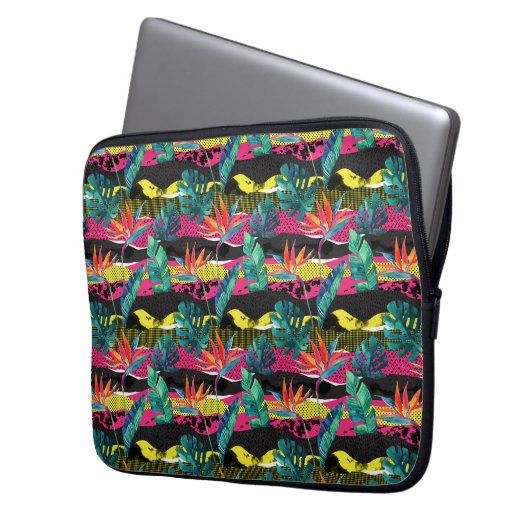 Neon Abstrakt Tropical Texture Pattern Laptopschutzhülle (Vorderseite Links)