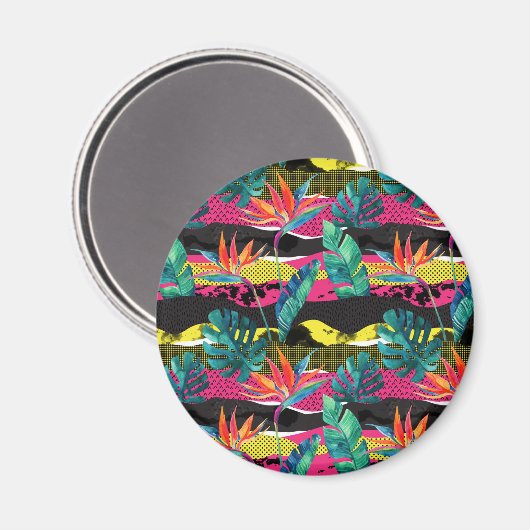 Neon Abstrakt Tropical Texture Pattern Magnet (Vorderseite/Rückseite)