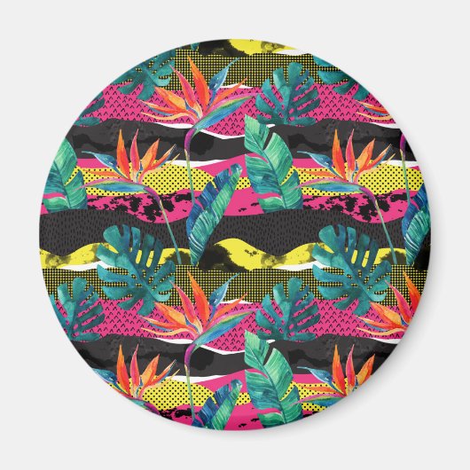 Neon Abstrakt Tropical Texture Pattern Magnet (Vorne)