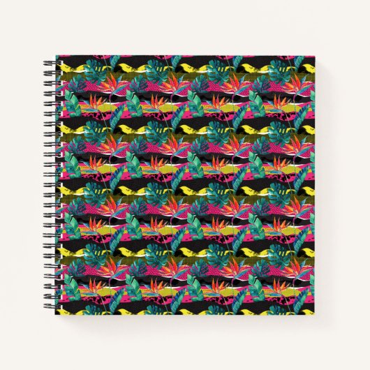 Neon Abstrakt Tropical Texture Pattern Notizbuch (Vorderseite)