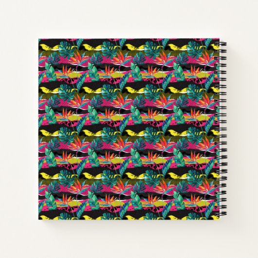 Neon Abstrakt Tropical Texture Pattern Notizbuch (Rückseite)