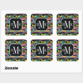 Neon Abstrakt Tropical Texture Pattern Quadratischer Aufkleber (Blatt)