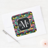 Neon Abstrakt Tropical Texture Pattern Quadratischer Aufkleber (Umschlag)