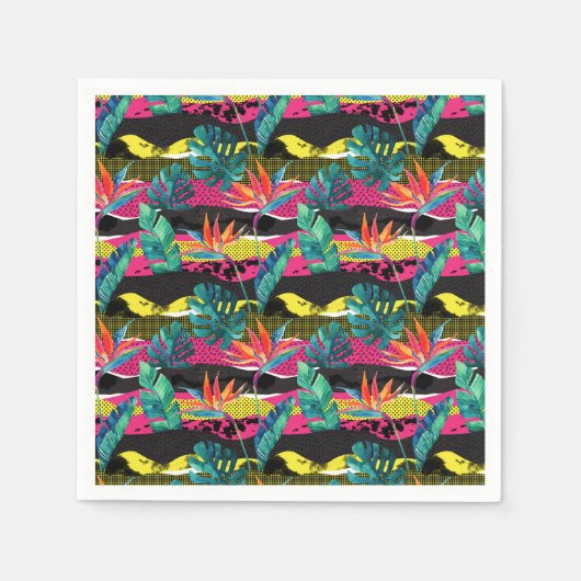 Neon Abstrakt Tropical Texture Pattern Serviette (Vorderseite)