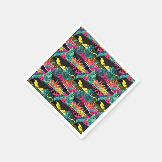 Neon Abstrakt Tropical Texture Pattern Serviette (Ecke)