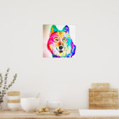 Neon abstrakt Wolf Poster (Küche)