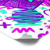 Neon-Abstrakte Formen und Muster Quadratisches Pos Poster (Ecke)