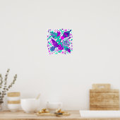 Neon-Abstrakte Formen und Muster Quadratisches Pos Poster (Küche)