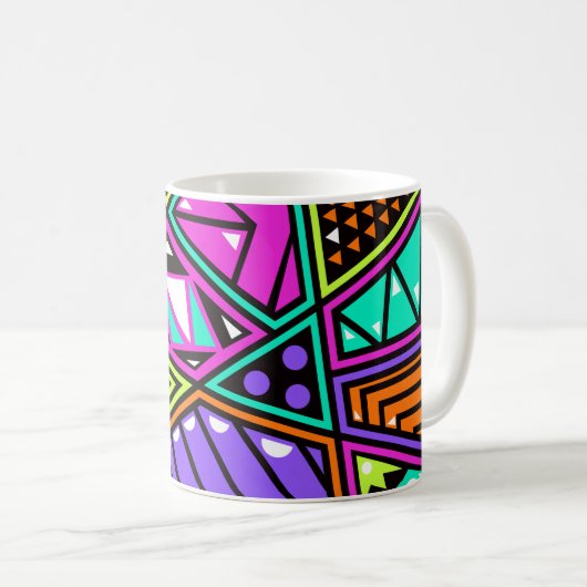 Neon abstrakte Kaffeetasse (VorderseiteRechts)
