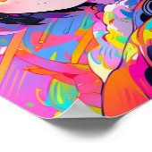 Neon-Abstrakte-Katze-Mädchen-Pop-Art Poster (Ecke)