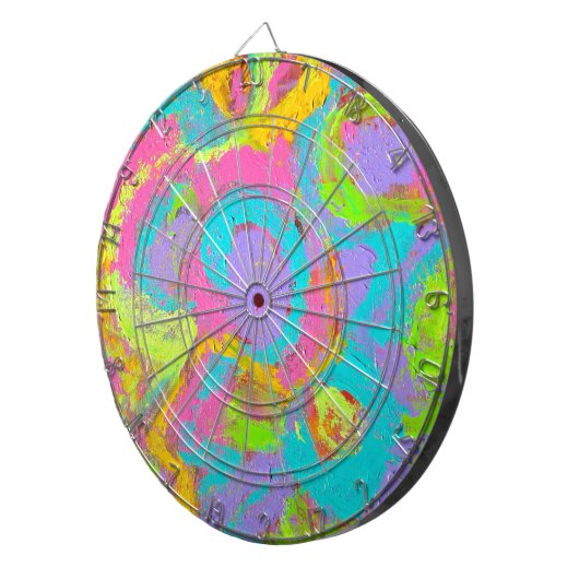 Neon-Abstrakte Pinselstriche Dartscheibe (Vorderseite rechts)