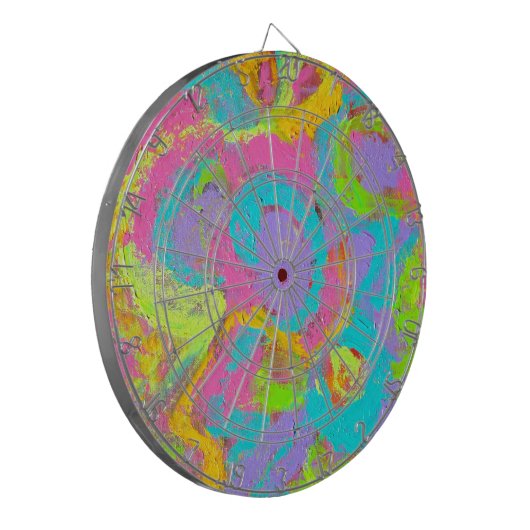 Neon-Abstrakte Pinselstriche Dartscheibe (Vorderseite Links)