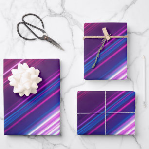Neon-Abstraktes-Glow-Musterdesign Geschenkpapier Set