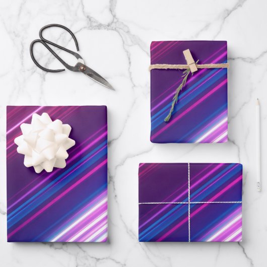 Neon-Abstraktes-Glow-Musterdesign Geschenkpapier Set (Vorderseite)