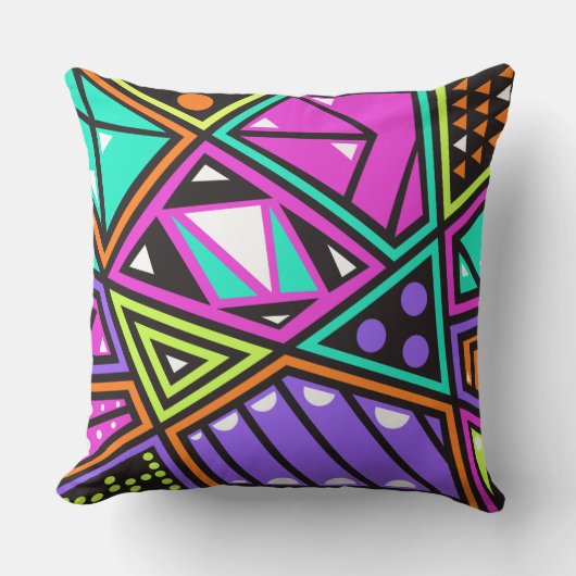 Neon abstraktes Kissen im Freien (Vorderseite)