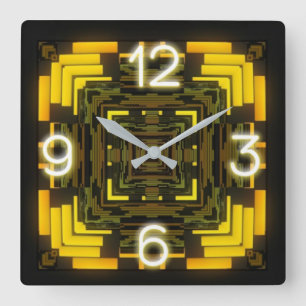 Neon Acrylic Wall Clock Quadratische Wanduhr