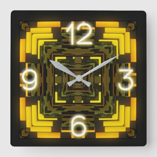 Neon Acrylic Wall Clock Quadratische Wanduhr (Vorderseite)
