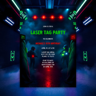 Neon Action Game Laser Tag Teen Geburtstagspartei Einladung