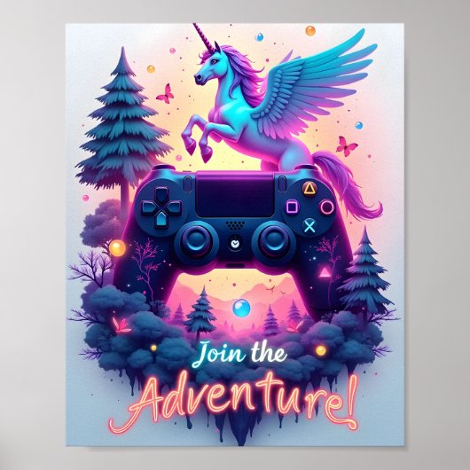 Neon Adventure: Fantasy Gaming Escape Poster (Vorne)