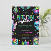 Neon-Albtraum-Halloween-Party Einladung (Stehend Vorderseite)