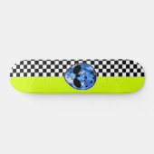 Neon Alien Checkered Skateboard (Horizontal)