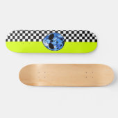 Neon Alien Checkered Skateboard (Horizontal)