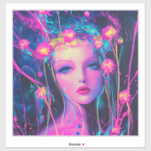 Neon Alien Goddess Aufkleber