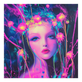 Neon Alien Goddess Fotodruck