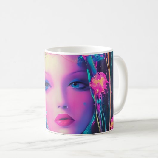 Neon Alien Goddess Kaffeetasse (VorderseiteRechts)