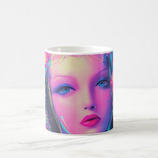 Neon Alien Goddess Kaffeetasse (Mittel)