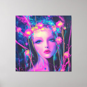 Neon Alien Goddess Leinwanddruck