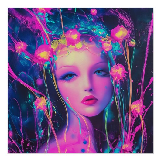 Neon Alien Goddess Poster (Vorderseite)