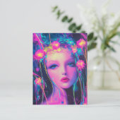 Neon Alien Goddess Postkarte (Stehend Vorderseite)