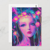 Neon Alien Goddess Postkarte (Vorne/Hinten)