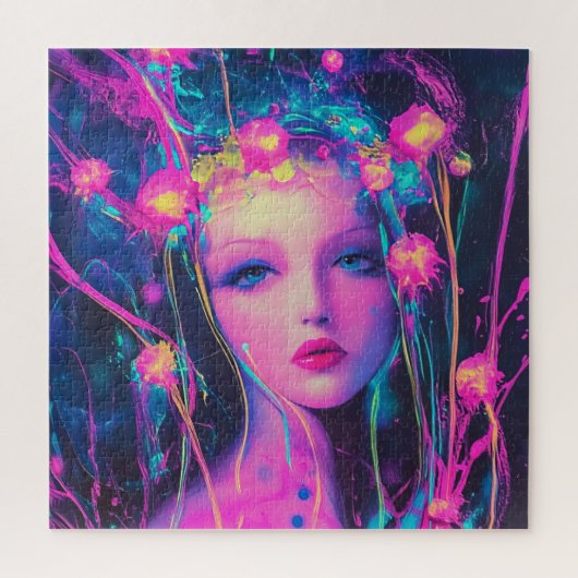 Neon Alien Goddess Puzzle (Vertikal)
