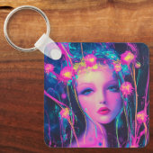Neon Alien Goddess Schlüsselanhänger (Vorderseite)