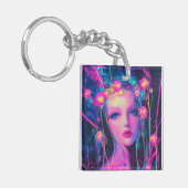 Neon Alien Goddess Schlüsselanhänger (Vorderseite links)