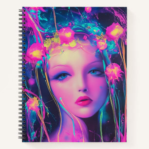 Neon-Alien-Göttin Notizblock