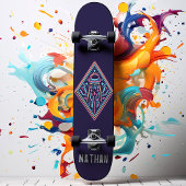 Neon Alien Invasion Personalisiert Name Skateboard