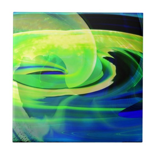 Neon Alien Landscape Abstrakt Fliese (Vorderseite)