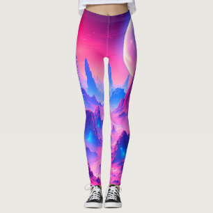 Neon Alien Planet Leggings   Aktivkleidung